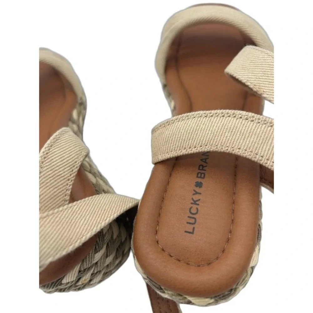 Lucky Brand Naylicia Wedge Sandals Women's Size 8.5 M Beige Espadrille